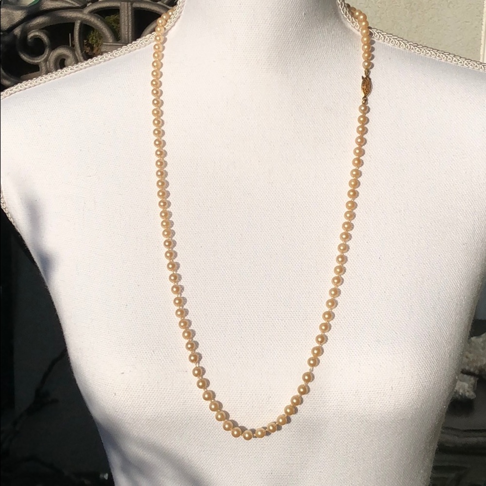 Vintage Gsilver glass faux pearl necklace